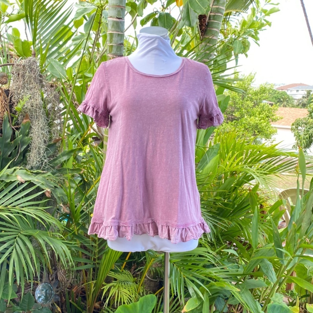 Style & Co. Purple Ruffle Sleeve Blouse - Picture 3 of 4